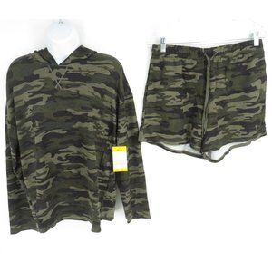 Sanctuary Womens Camo Hoodie & Shorts Lounge Set Medium NWT
